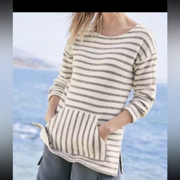 Soft Surroundings Gray and White Crew Neck Sweater - Picture 1 of 12